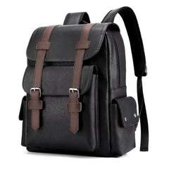 Korean Version Large Capacity Soft PU Leather Backpack for Men and Women
