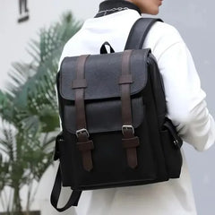 Korean Version Large Capacity Soft PU Leather Backpack for Men and Women