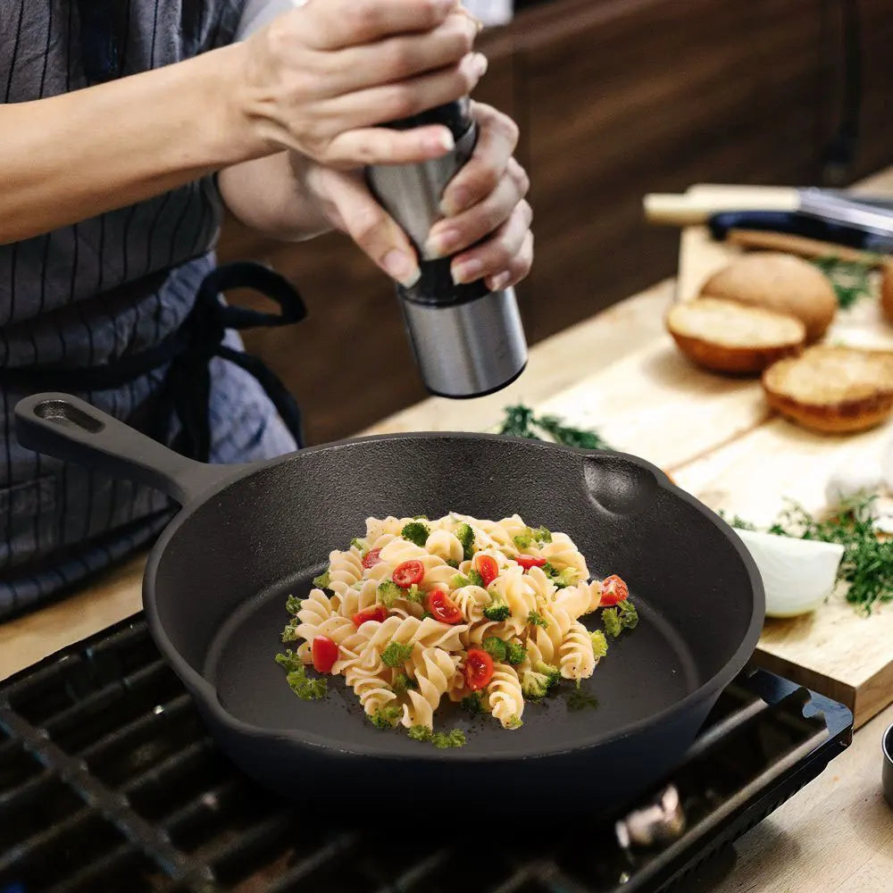 4PCS Cast Iron Skillet + Oil Brush + Anti-Scald Gloves Non-Stick Pancake