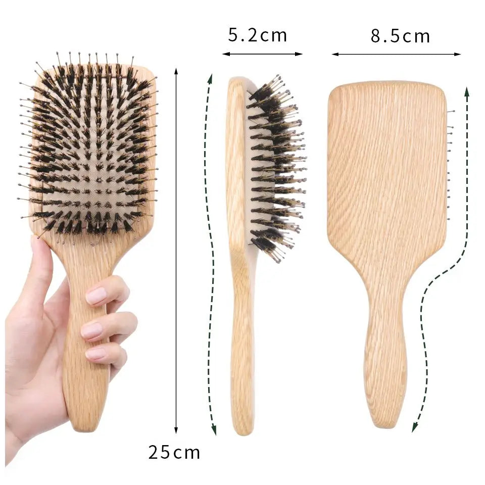 Boar Bristle HairBrush Wood Hair Brush