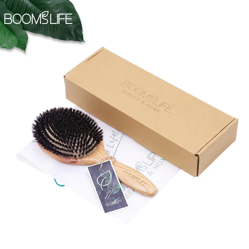 Boar Bristle HairBrush Wood Hair Brush
