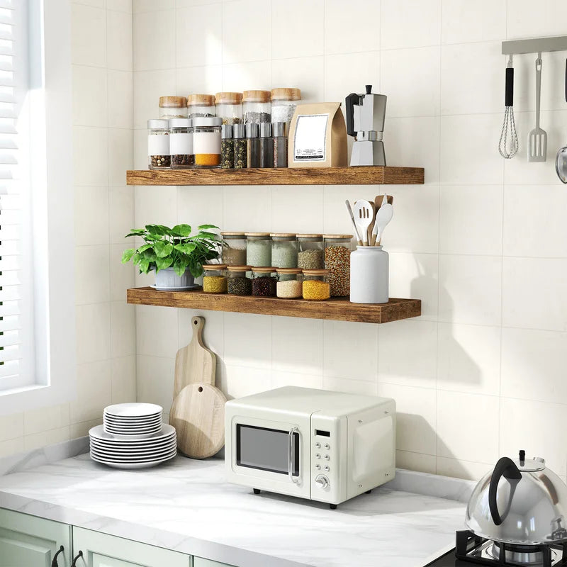 Rustic Brown Hanging Wall Shelf