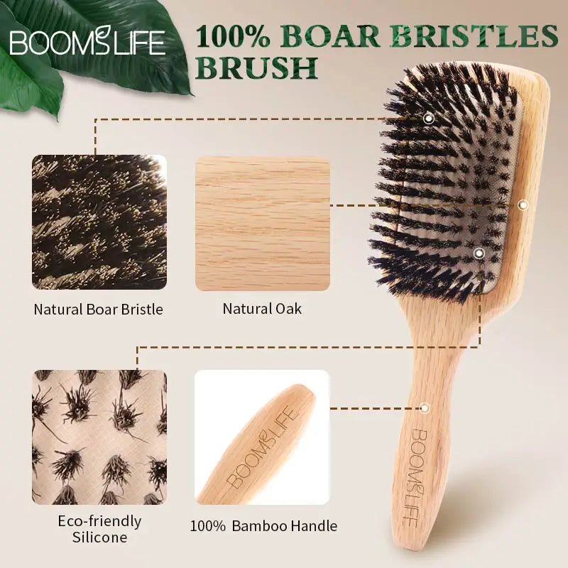 Boar Bristle HairBrush Wood Hair Brush