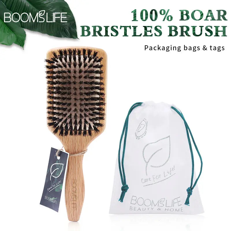 Boar Bristle HairBrush Wood Hair Brush
