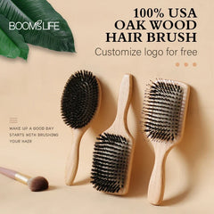 Boar Bristle HairBrush Wood Hair Brush
