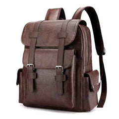 Korean Version Large Capacity Soft PU Leather Backpack for Men and Women