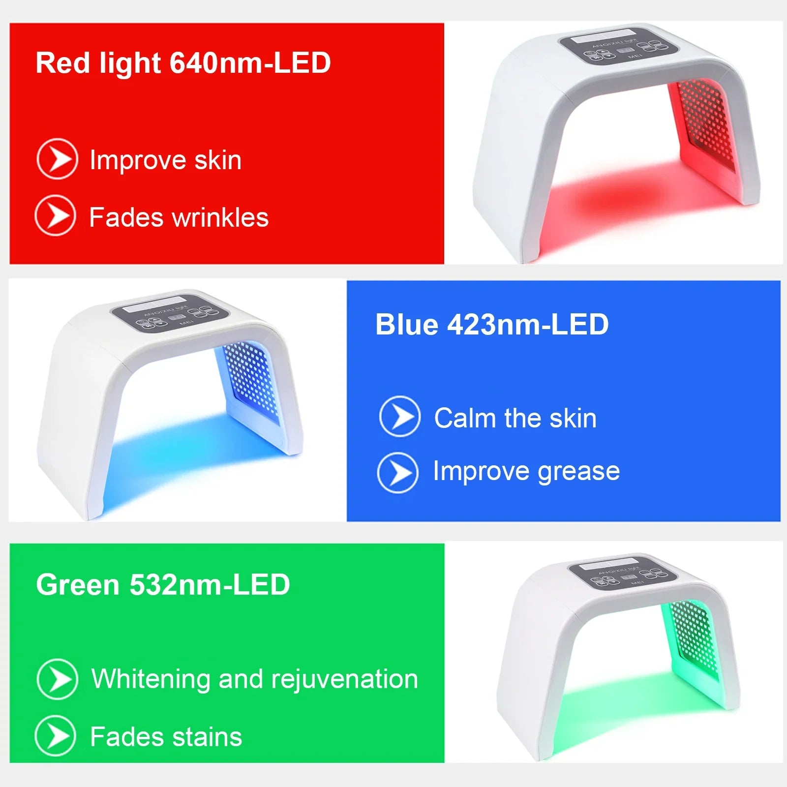 7-Color LED Phototherapy Facial Care Device