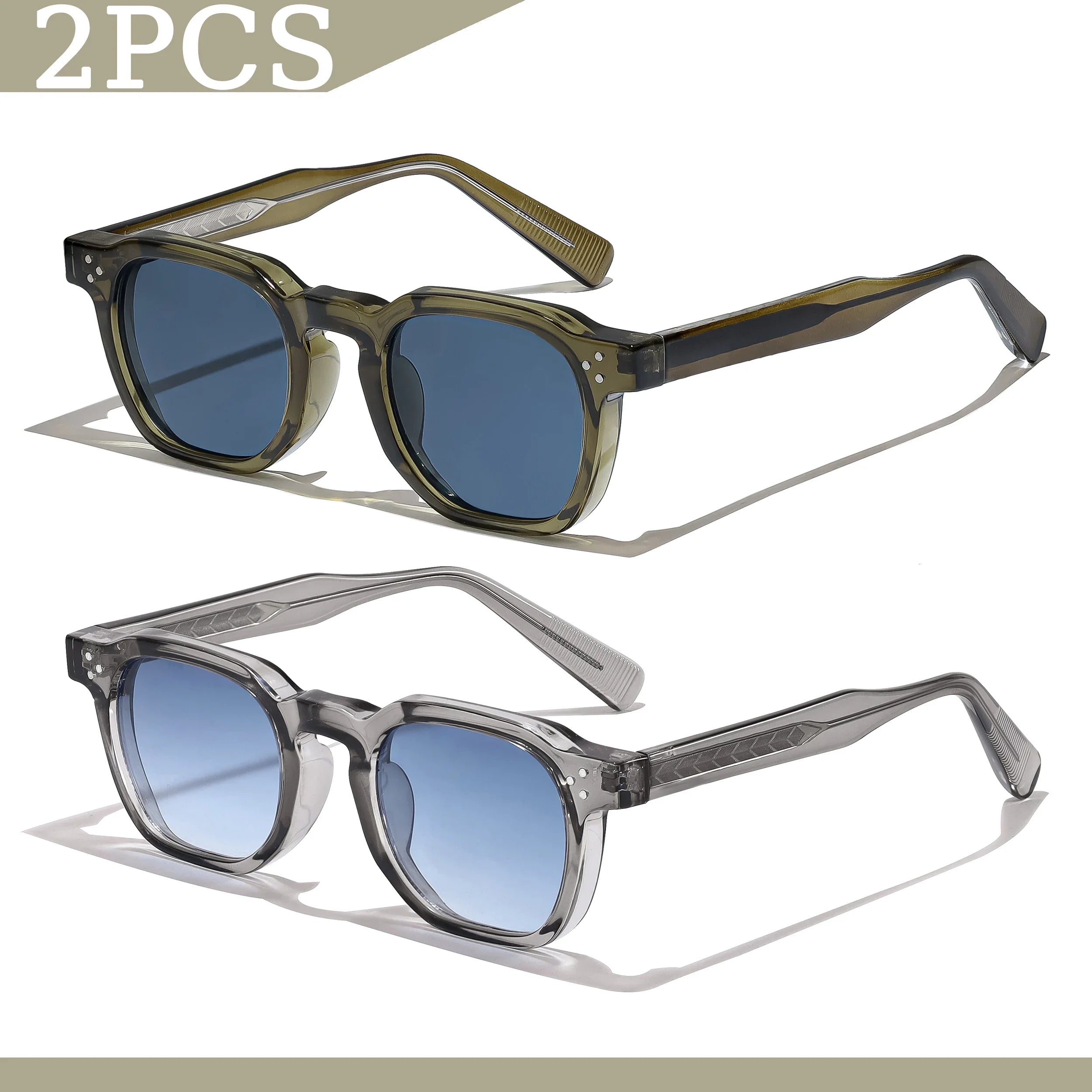 1/2/3 Pcs Wholesale New Square Retro Sunglasses Men